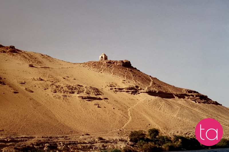 The Sahara Desert was visible from the banks of the Nile River.