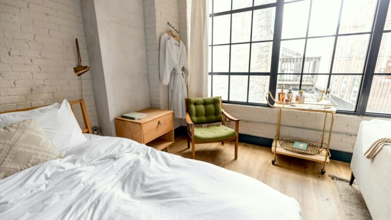 hotel desk bed bedroom