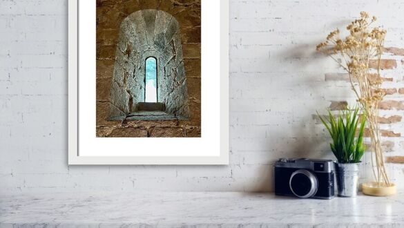 Ancient Stone Window Alcove Castle Window in Peniscola, Spain