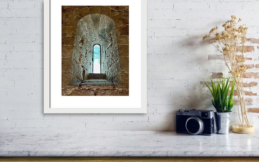 Ancient Stone Window Alcove Castle Window in Peniscola, Spain