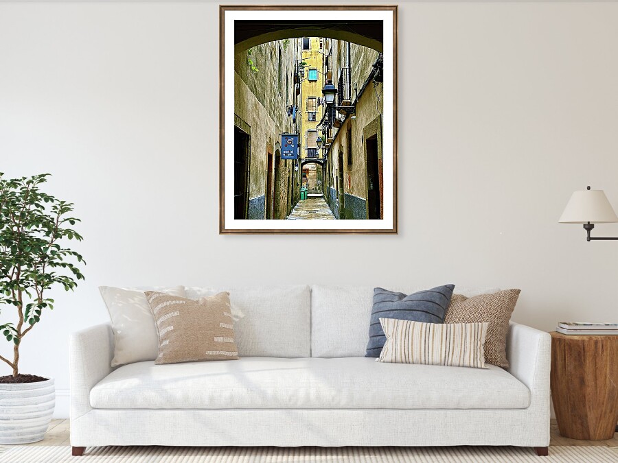 Arched Passageway in Barcelona's Gothic Quarter