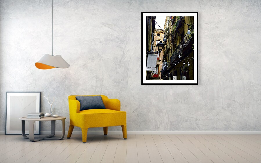 Charming Street Lights in Barcelona's Gothic Quarter Framed Print