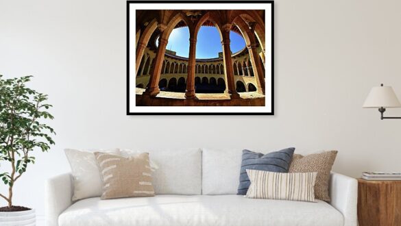 Circular Gothic Courtyard of Castillo de Bellver, Palma de Mallorca Framed Print