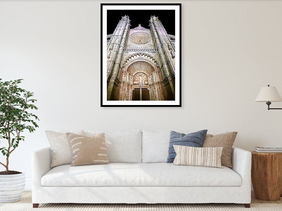 Dramatic Night View of Gothic La Seu, Palma de Mallorca Cathedral Framed Print