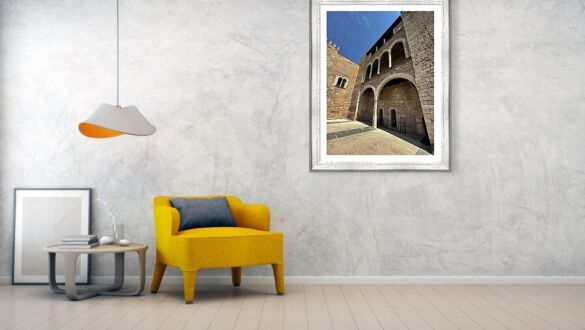 Gothic Loggia and Stone Arches, Palau Reial de l'Almudaina Framed Print
