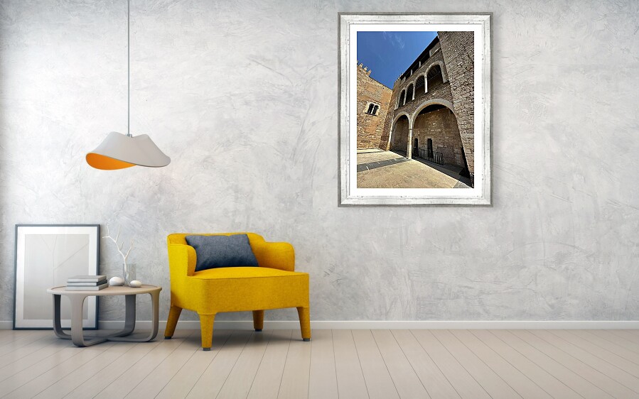 Gothic Loggia and Stone Arches, Palau Reial de l'Almudaina Framed Print