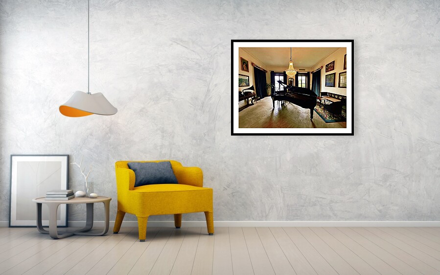 Grand Piano in the Historic Casal Balaguer, Palma de Mallorca Framed Print