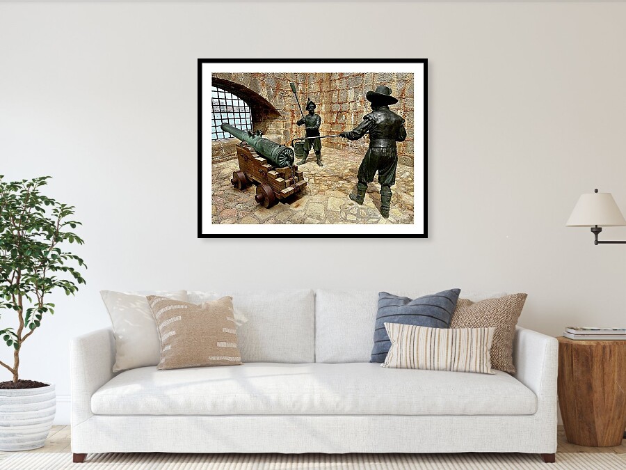 Guardians of the Fortress - Historical Cannon Loading Scene Framed Print