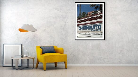 Historic Chiringuito Beach Bar Sign in Sitges, Spain Framed Print