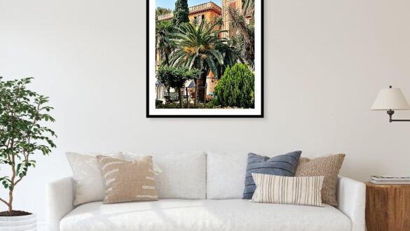 Palma de Mallorca - Classic Architecture and Palm Trees Framed Print