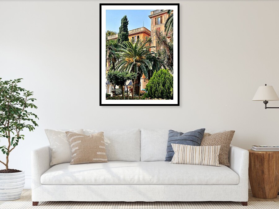 Palma de Mallorca - Classic Architecture and Palm Trees Framed Print