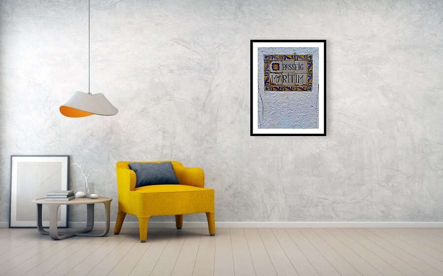 Passeig Maritim Classic Street Sign in Sitges, Spain Framed Print