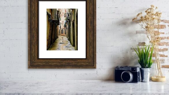 Reflections in a Timeless Barcelona Alleyway Framed Print