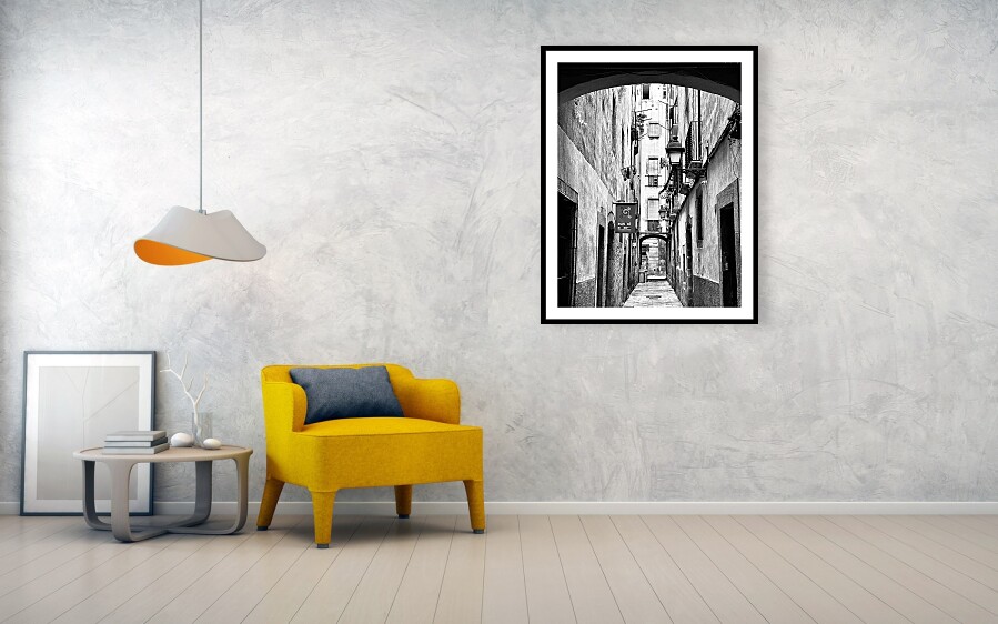 Under the Archways of Barcelona's Gothic Quarter Framed Print