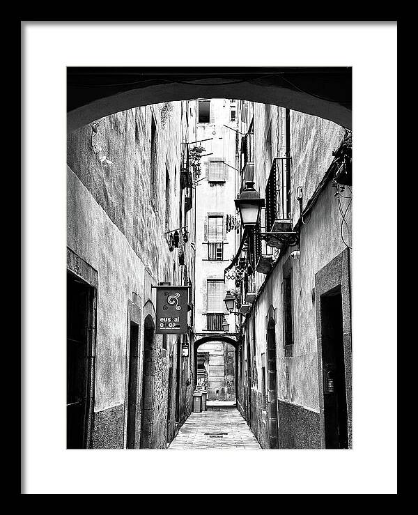Under the Archways of Barcelona's Gothic Quarter Framed Print