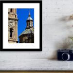 Baroque Towers and Tile Domes of Basilica del Pilar, Zaragoza, Spain Framed Print