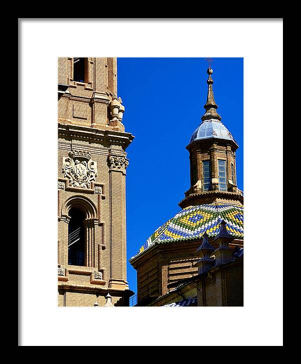 Baroque Towers and Tile Domes of Basilica del Pilar, Zaragoza, Spain Framed Print