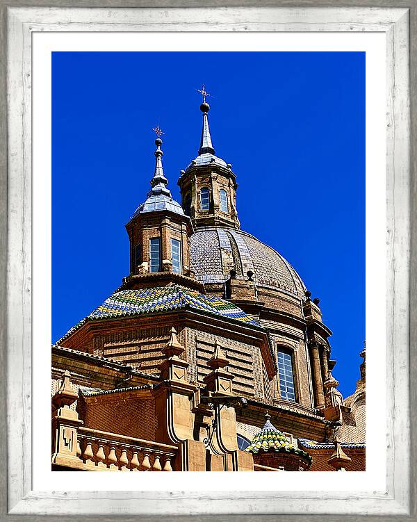 Baroque Spires and Tiled Domes of Basilica del Pilar, Zaragoza Framed Print