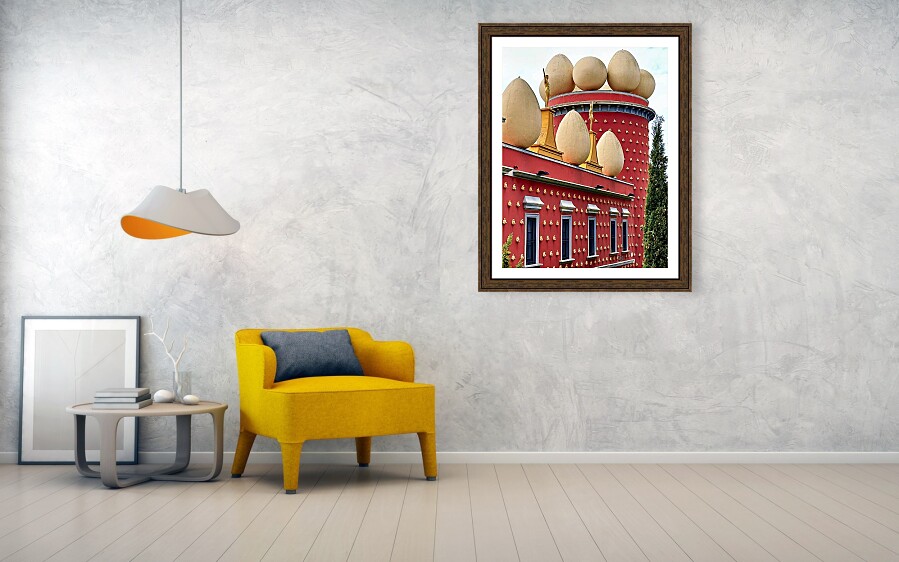 Golden Sculptures and Egg-Crowned Tower, Dali Museum Figueres Framed Print