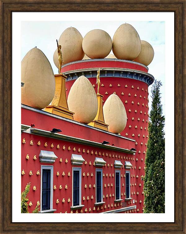 Golden Sculptures and Egg-Crowned Tower, Dali Museum Figueres Framed Print