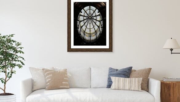 Intricate Stained Glass Dome at the Barcelona Music Conservatory Modernist Architecture framed print by Travel Essayist
