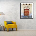 Ornate Renaissance Doorway with Heraldic Crest, Historic Palace Zaragoza Framed Print