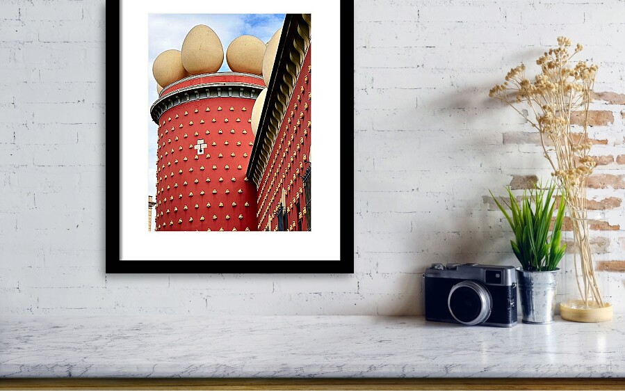 Red Tower with Golden Bread and Surreal Eggs, Dali Museum Framed Print