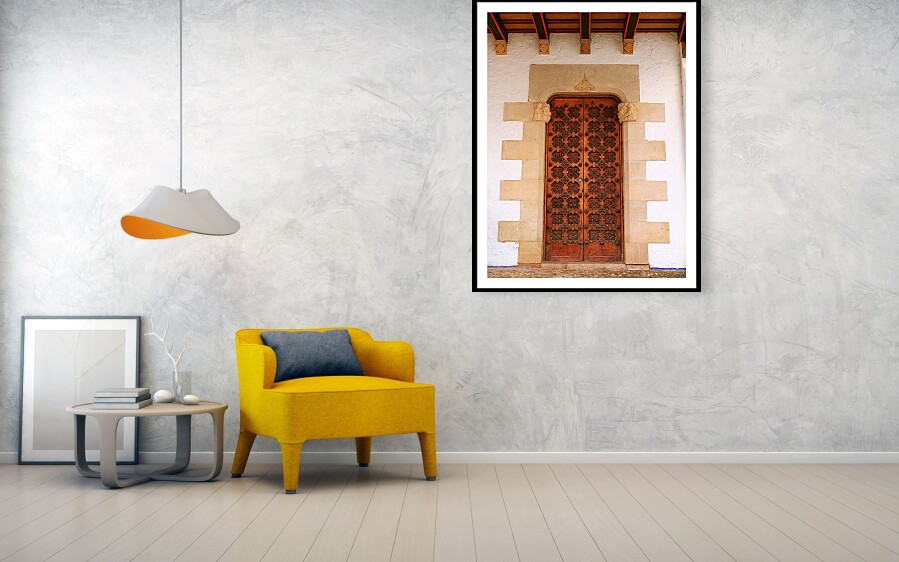 Ornate Wooden Doorway Sitges Spain Art Print Palau de Maricel Carved Wooden Door Fine Art