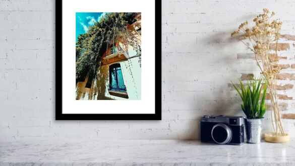 Sitges Spain Art Print Facade with Hanging Foliage and Vibrant Mediterranean Architecture Print