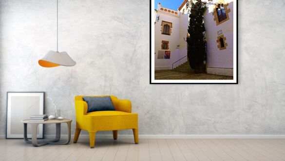 Sitges Spain Art Print Palau de Maricel Stone Courtyard and Mediterranean Architecture Print