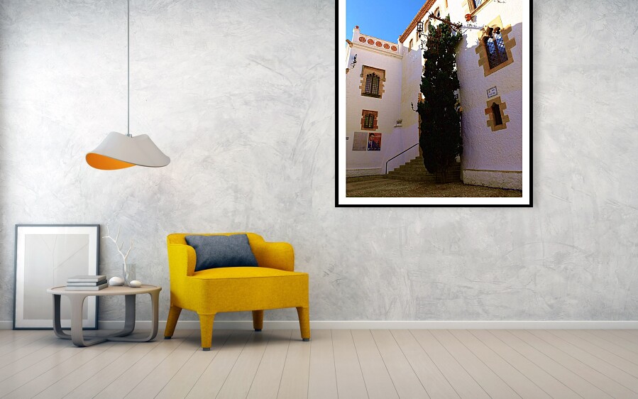 Sitges Spain Art Print Palau de Maricel Stone Courtyard and Mediterranean Architecture Print