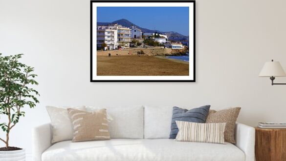Sitges Spain Art Print Sant Sebastia Beach Coastal Landscape and Mediterranean Sea Photography Print