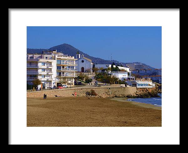 Sitges Spain Art Print Sant Sebastia Beach Coastal Landscape and Mediterranean Sea Photography Print