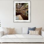 Barcelona Biblioteca Publica Arus Vintage Leather Bound Books on Wooden Shelf in Catalonia Spain