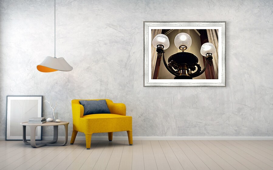 Barcelona Biblioteca Publica Arus Antique Light Fixture and Ornate Metalwork in Catalonia Spain Print