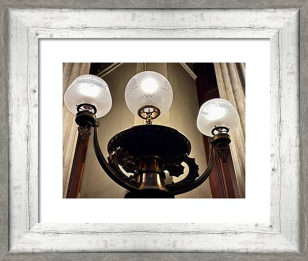 Barcelona Biblioteca Publica Arus Antique Light Fixture and Ornate Metalwork in Catalonia Spain Print