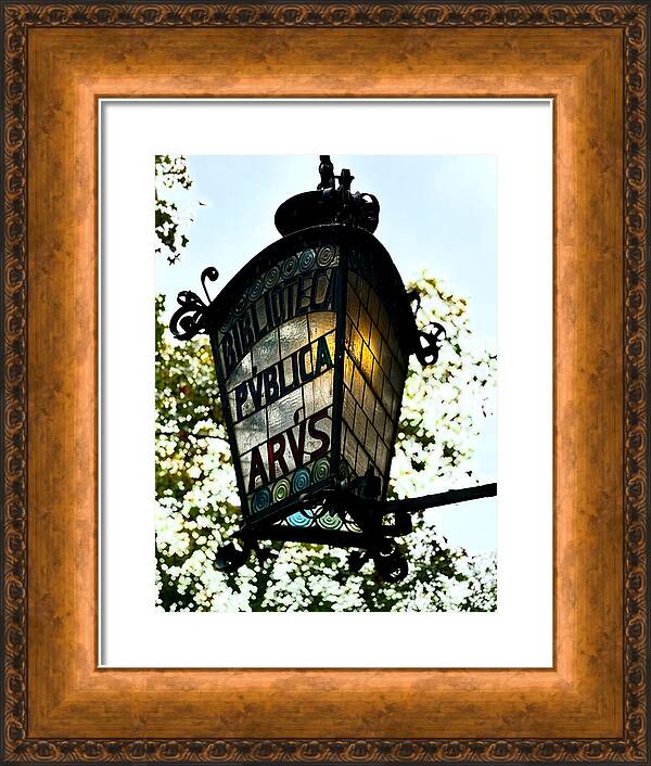 Barcelona Biblioteca Publica Arus Stained Glass Lamp in Catalonia Spain