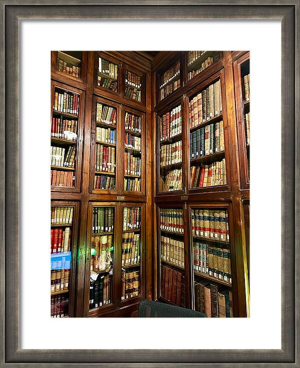 Barcelona Biblioteca Publica Arus Tall Wooden Bookshelves and Vintage Library Books in Catalonia
