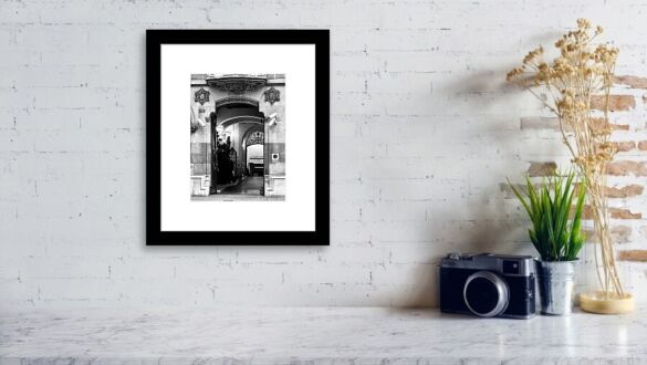 Barcelona Historic Stone Portal with Ornate Ironwork and Arched Entrance in Catalonia Spain Fine Art