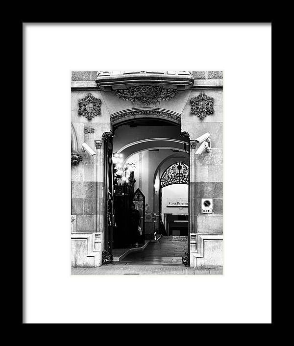 Barcelona Historic Stone Portal with Ornate Ironwork and Arched Entrance in Catalonia Spain Fine Art