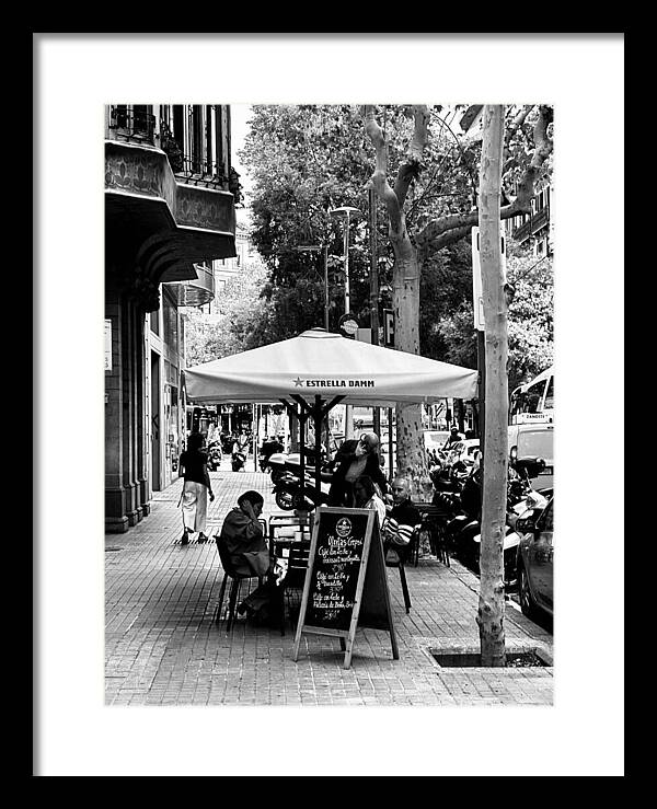 Barcelona Outdoor Cafe Scene and City Street Life in Catalonia Spain Fine Art Print Framed Print