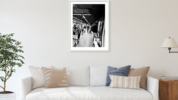 Barcelona Subway Station and Commuters in Black and White Catalonia Spain Fine Art Print