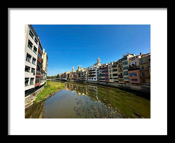 Girona Colorful Houses on Onyar River and Water Reflections in Catalonia Spain Fine Art Print