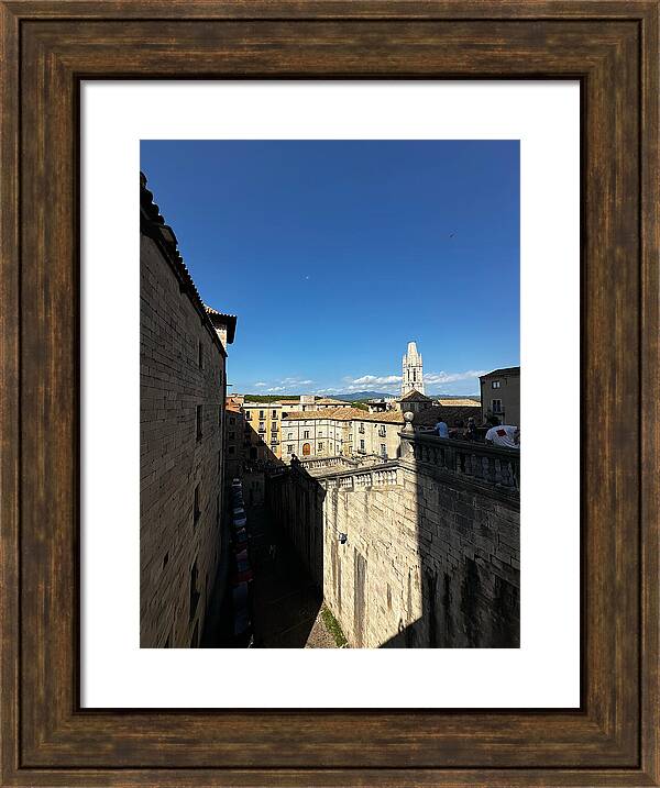 Girona Elevated Old Town View and Historic Stone Architecture in Catalonia Spain Fine Art Print