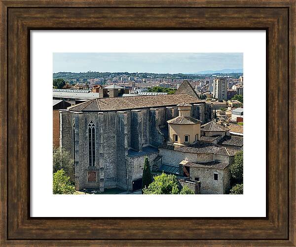Girona Historic Sant Feliu Basilica and Urban Landscape in Catalonia Spain Fine Art Print Framed Print