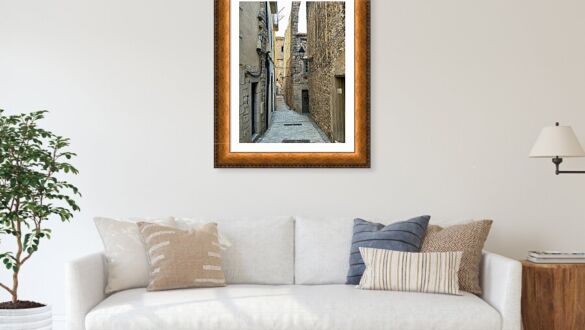 Girona Historic Stone Alleyway and Medieval Passageway in Catalonia Spain Fine Art Print