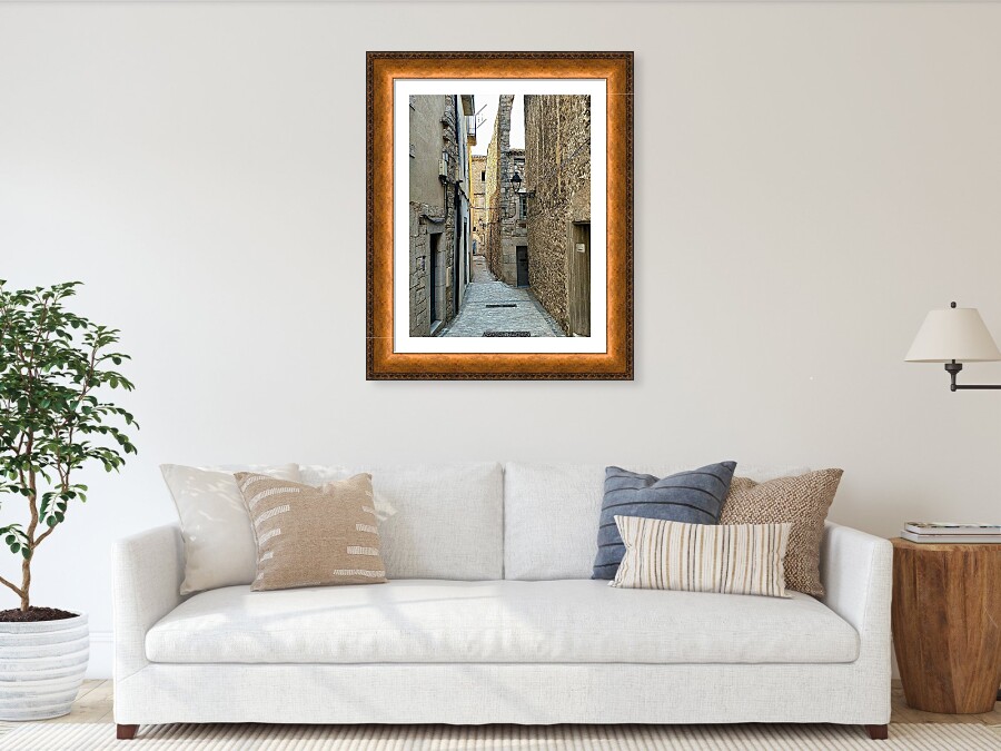 Girona Historic Stone Alleyway and Medieval Passageway in Catalonia Spain Fine Art Print
