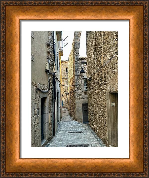 Girona Historic Stone Alleyway and Medieval Passageway in Catalonia Spain Fine Art Print