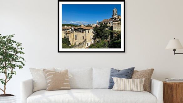 Girona Medieval Skyline with Stone Architecture and Cathedral Tower Catalonia Spain Fine Art Print