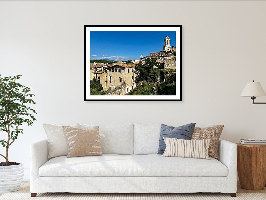 Girona Medieval Skyline with Stone Architecture and Cathedral Tower Catalonia Spain Fine Art Print